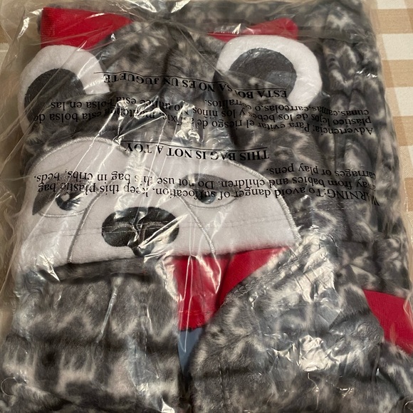 Toddler 3T Bear Fleece One Piece Hooded Zip Up Pajamas - NWT - Picture 4 of 5